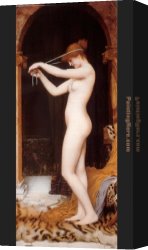 Vulcan Presenting Venus with Arms for Aeneas Canvas Paintings - Venus Binding Her Hair by John William Godward