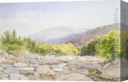 Dreamy Creek II Canvas Paintings - Landscape View on Catskill Creek by John William Hill