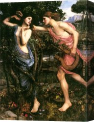 John William Waterhouse Canvas Paintings - Apollo and Daphne by John William Waterhouse