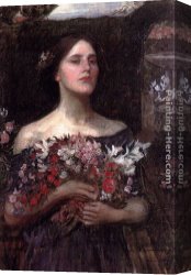 Gather Ye Rosebuds While Ye May I Canvas Paintings - Gather Ye Rosebuds by John William Waterhouse