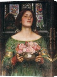 Gather Ye Rosebuds While Ye May I Canvas Paintings - Gather Ye Rosebuds while ye may by John William Waterhouse