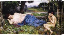 Sweet Canvas Paintings - Listening to His Sweet Pipings by John William Waterhouse