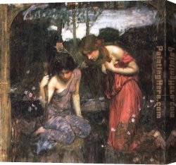 Head Canvas Paintings - Nymphs Finding the Head of Orpheus by John William Waterhouse