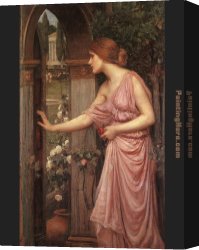 Birds And a Spaniel in a Garden Canvas Paintings - Psyche Entering Cupid's Garden by John William Waterhouse