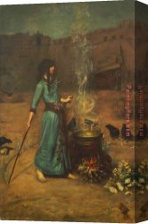 Several Circles Canvas Paintings - The Magic Circle II by John William Waterhouse