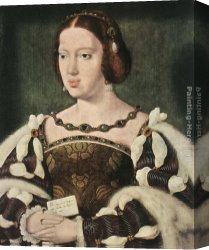 France Canvas Paintings - Portrait of Eleonora, Queen of France by Joos van Cleve