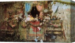 Carnival Canvas Paintings - A Carnival In Rome by Jose Benlliure y Gil