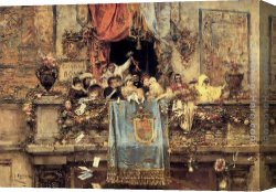 Carnival Canvas Paintings - At The Carnival by Jose Benlliure y Gil