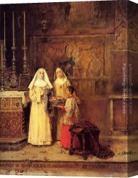 Santa Maria Della Salute Canvas Paintings - Celebrating Santa Maria della Rosa by Jose Benlliure y Gil