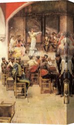 Spanish Canvas Paintings - Spanish Cabaret by Jose Garcia y Ramos