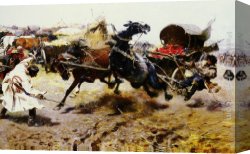 Cart Canvas Paintings - The Runaway Cart by Josef von Brandt