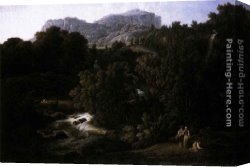 Anton Canvas Paintings - Mountain Scene by Joseph Anton Koch