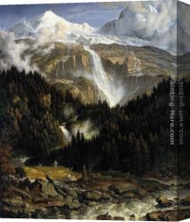 Anton Canvas Paintings - The Schmadribach Falls by Joseph Anton Koch