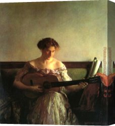 The Guitar 1918 Canvas Paintings - The Guitar Player by Joseph DeCamp