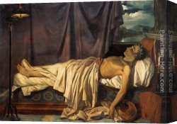 It Was to Be a Lasso Duel to The Death Canvas Paintings - Lord Byron on his Death-bed by Joseph-Denis Odevaere