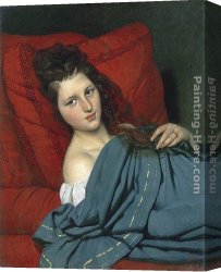 Court Canvas Paintings - Half-length Woman Lying on a Couch by Joseph-Desire Court