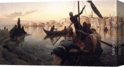 Port of Valencia Canvas Paintings - Cairo The Ferry From the Island of Gazirie on the Nile; Boulach the Port of Cairo by Joseph Farquharson