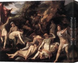 Acteon Canvas Paintings - Diana and Acteon by Joseph Heintz the Elder