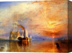 Joseph Mallord William Turner Canvas Paintings - The fighting Temeraire tugged to her last berth to be broken up by Joseph Mallord William Turner