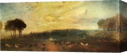 Joseph Mallord William Turner Canvas Paintings - The Lake Petworth sunset fighting bucks by Joseph Mallord William Turner