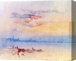 Joseph Mallord William Turner Canvas Paintings - Venice Looking East from the Guidecca Sunrise by Joseph Mallord William Turner