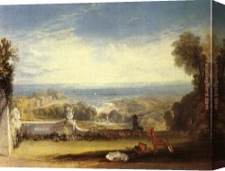 Joseph Mallord William Turner Canvas Paintings - View from the Terrace of a Villa at Niton, Isle of Wight from sketches by a lady by Joseph Mallord William Turner