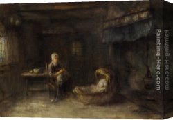 Quiet Canvas Paintings - A Quiet Moment by Jozef Israels