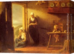 Valencian Fisherman Canvas Paintings - Awaiting The Fisherman's Return by Jozef Israels