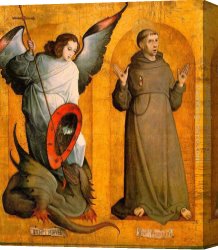 Saint Francis of Assisi Canvas Paintings - Saints Michael and Francis by Juan De Flandes