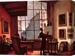 Afternoon Canvas Paintings - Afternoon in Studio by Juarez Machado