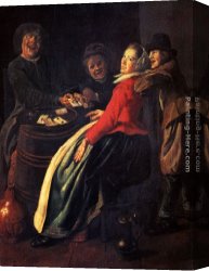 An Interesting Game Canvas Paintings - A Game Of Cards by Judith Leyster