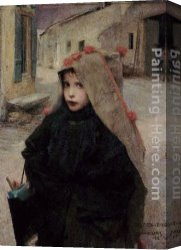 Jules Canvas Paintings - Going to School by Jules Bastien-Lepage
