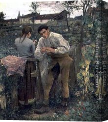 Jules Canvas Paintings - Rural Love by Jules Bastien-Lepage