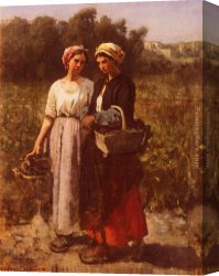 Les Iris Jaunes 1824 Canvas Paintings - Les Vendanges A Chateau-Lagrange by Jules Breton
