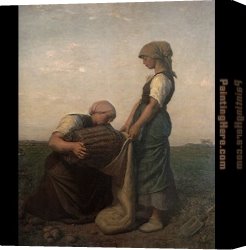 Harvest Canvas Paintings - The Potato Harvest by Jules Breton