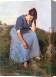 Young Canvas Paintings - Young Woman in a Field by Jules Breton