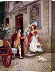 Jules Canvas Paintings - Depart En Voyage De Noces by Jules Girardet