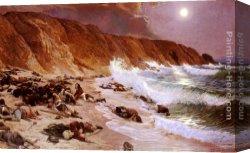 Episode From The Franco-prussian War Canvas Paintings - Soir du Bataille Episode De La Bataille De Quiberon, Le 21 Juillet, 1795 by Jules Girardet