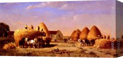 Haymaking Canvas Paintings - Haymaking by Jules Jacques Veyrassat