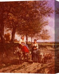 The Cart Or Return From Haymaking Canvas Paintings - The Return Home by Jules Jacques Veyrassat