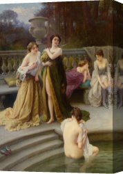 Jules Canvas Paintings - A Midday Bath by Jules Scalbert