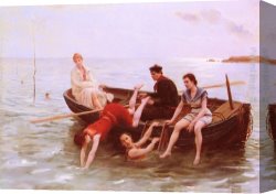 Jules Canvas Paintings - Les Baigneuses by Jules Scalbert