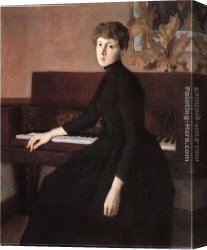 Piano Canvas Paintings - At the Piano by Julian Alden Weir