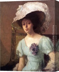 Gown Canvas Paintings - The Blue Gown by Julian Alden Weir