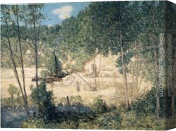 Building Canvas Paintings - The Building of the Dam by Julian Alden Weir
