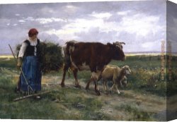 Julien Canvas Paintings - End of the Day by Julien Dupre