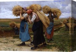 Julien Canvas Paintings - Glaneuses by Julien Dupre