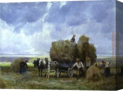 Julien Canvas Paintings - Harvesters Loading the Cart by Julien Dupre