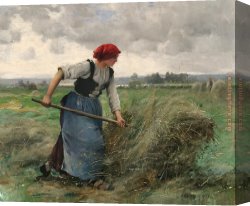 Julien Canvas Paintings - La faneuse by Julien Dupre