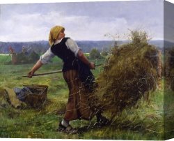 Julien Canvas Paintings - La faneuse by Julien Dupre